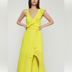 BCBGMaxAzria Lemongrass Open-back Ruffle Gown